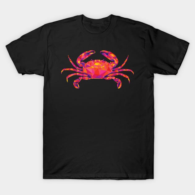 Warm Colors Geometric Crab T-Shirt by polliadesign